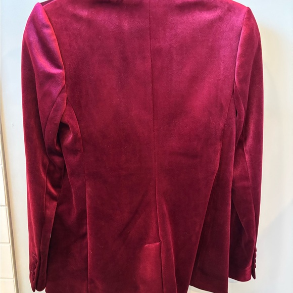 Express Womens Velvet Double-Breasted Blazer Jacket - Burgundy - Picture 4 of 10